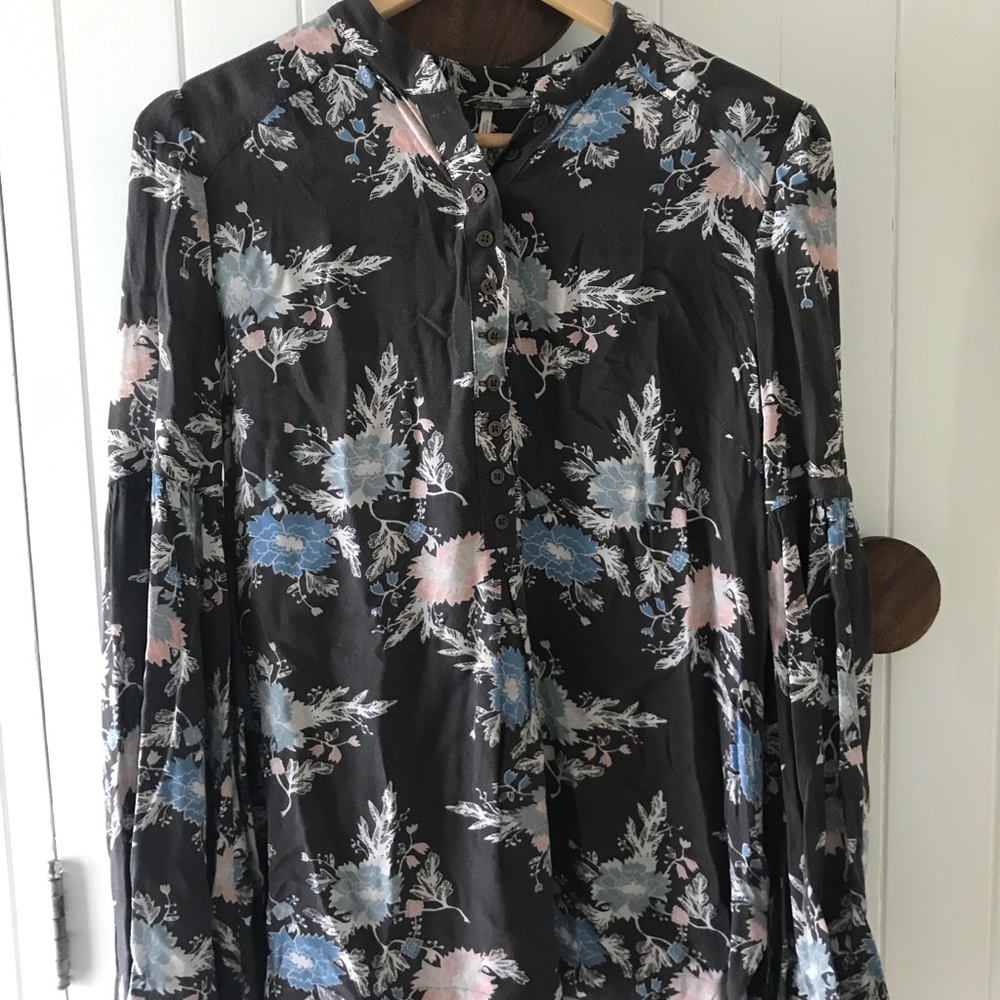 Free People Bell Sleeved Floral Tunic